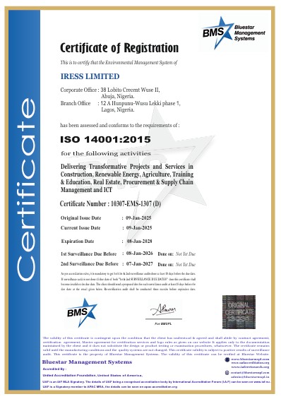 ISO 14001 Environmental Management certification