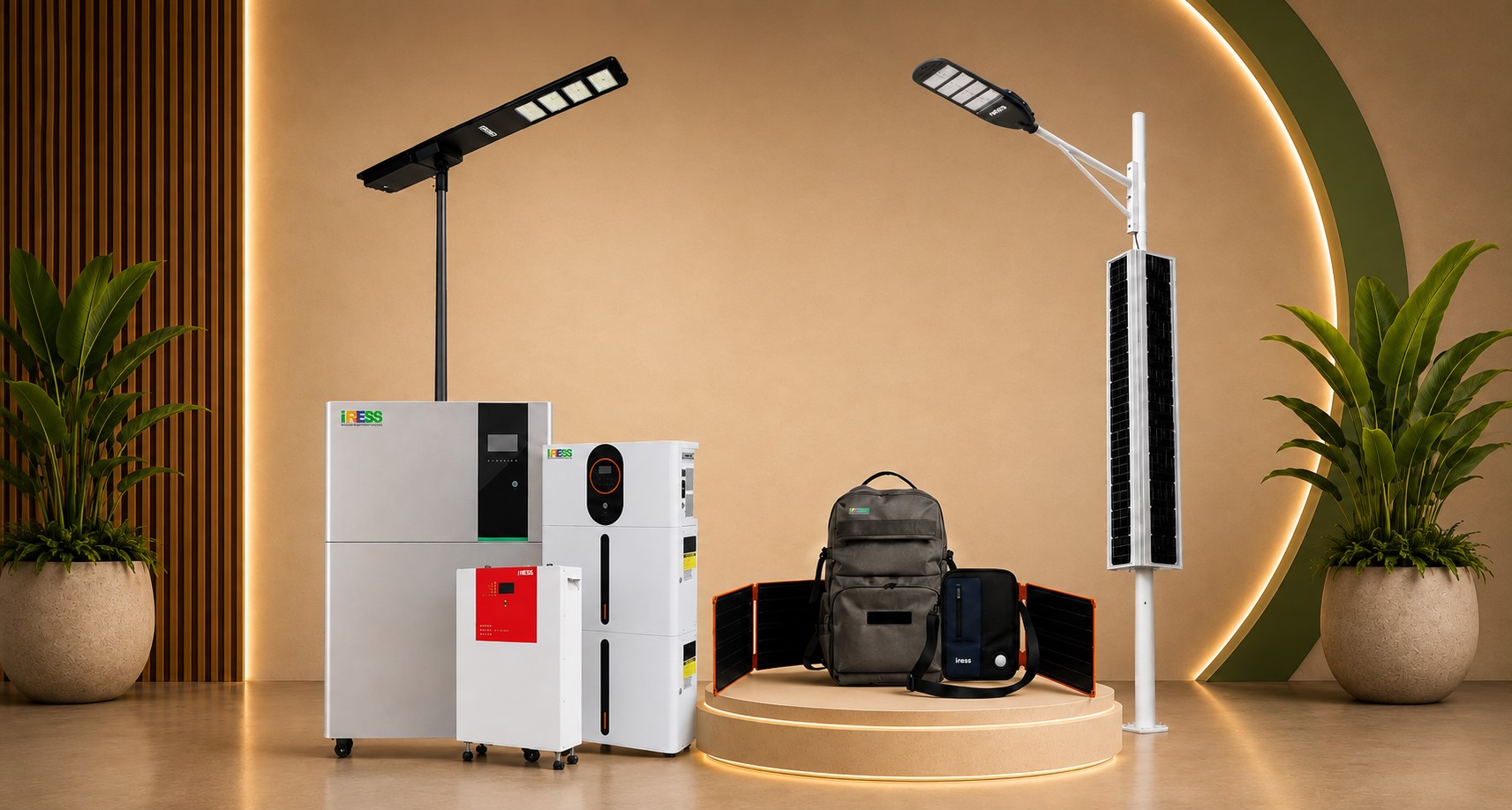 The iress product family — inverter systems, batteries, solar street lights and solar inverter backpacks