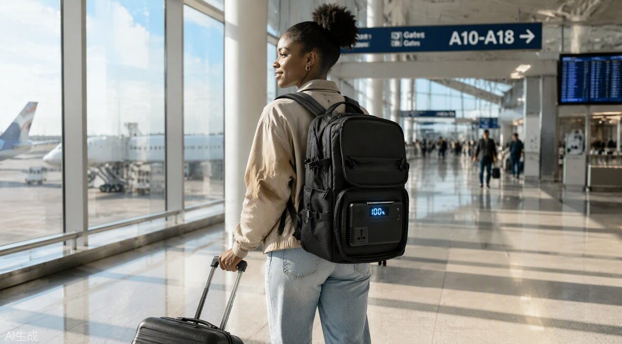 Travellers with an iress solar backpack